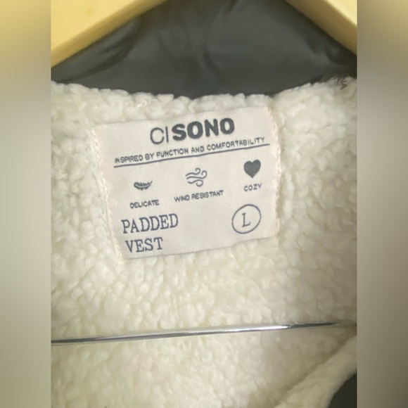 Ci Sono Puffer Vest Black Fleece Super Soft Women’s Size Large Cozy Pockets - Picture 2 of 6